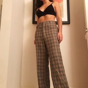 🚫SOLD Vintage 70s Plaid High Rise Trousers